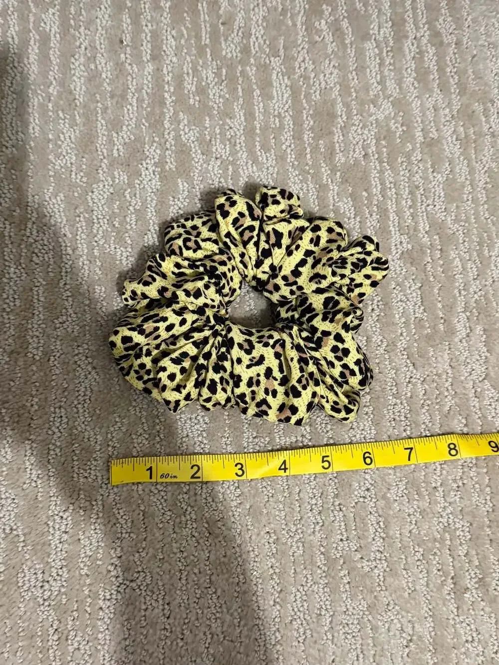 Kaxi Yellow Leopard Print Hair Scrunchie